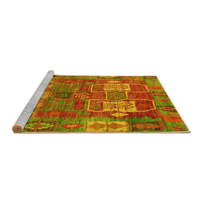 Sideview of Machine Washable Abstract Yellow Modern Rug, wshabs5411yw