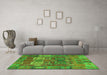 Machine Washable Abstract Green Modern Area Rugs in a Living Room,, wshabs5411grn