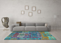 Machine Washable Abstract Light Blue Modern Rug, wshabs5411lblu