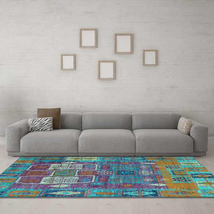 Machine Washable Abstract Light Blue Modern Rug in a Living Room, wshabs5411lblu