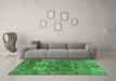 Machine Washable Abstract Emerald Green Modern Area Rugs in a Living Room,, wshabs5411emgrn