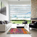 Square Abstract Khaki Green Modern Rug in a Living Room, abs5411