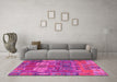 Machine Washable Abstract Pink Modern Rug in a Living Room, wshabs5411pnk