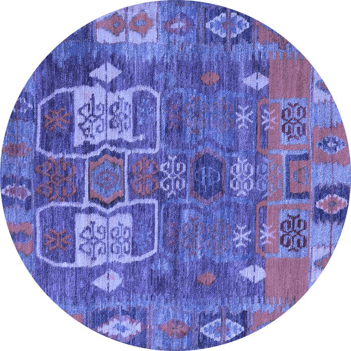 Round Abstract Blue Modern Rug, abs5411blu