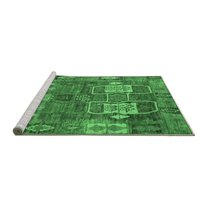 Sideview of Machine Washable Abstract Emerald Green Modern Area Rugs, wshabs5411emgrn