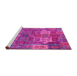 Sideview of Machine Washable Abstract Pink Modern Rug, wshabs5411pnk
