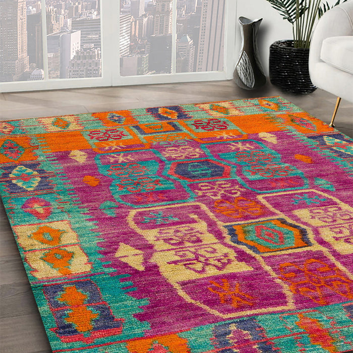 Machine Washable Abstract Khaki Green Rug in a Family Room, wshabs5411