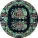 Round Medallion Light Blue French Rug, abs5412lblu