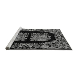 Sideview of Machine Washable Medallion Gray French Rug, wshabs5412gry