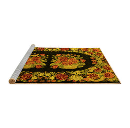 Sideview of Machine Washable Medallion Yellow French Rug, wshabs5412yw