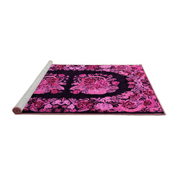 Sideview of Machine Washable Medallion Pink French Rug, wshabs5412pnk