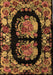 Machine Washable Medallion Brown French Rug, wshabs5412brn