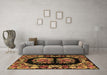 Machine Washable Medallion Brown French Rug in a Living Room,, wshabs5412brn