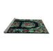 Sideview of Machine Washable Medallion Light Blue French Rug, wshabs5412lblu