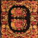 Square Machine Washable Medallion Orange French Area Rugs, wshabs5412org