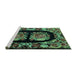 Sideview of Machine Washable Medallion Turquoise French Area Rugs, wshabs5412turq