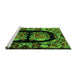 Sideview of Machine Washable Medallion Green French Area Rugs, wshabs5412grn