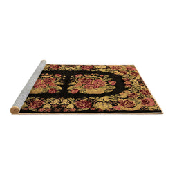 Sideview of Machine Washable Medallion Brown French Rug, wshabs5412brn