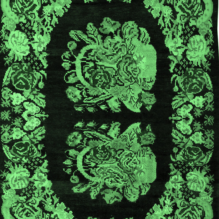 Machine Washable Medallion Emerald Green French Area Rugs, wshabs5412emgrn