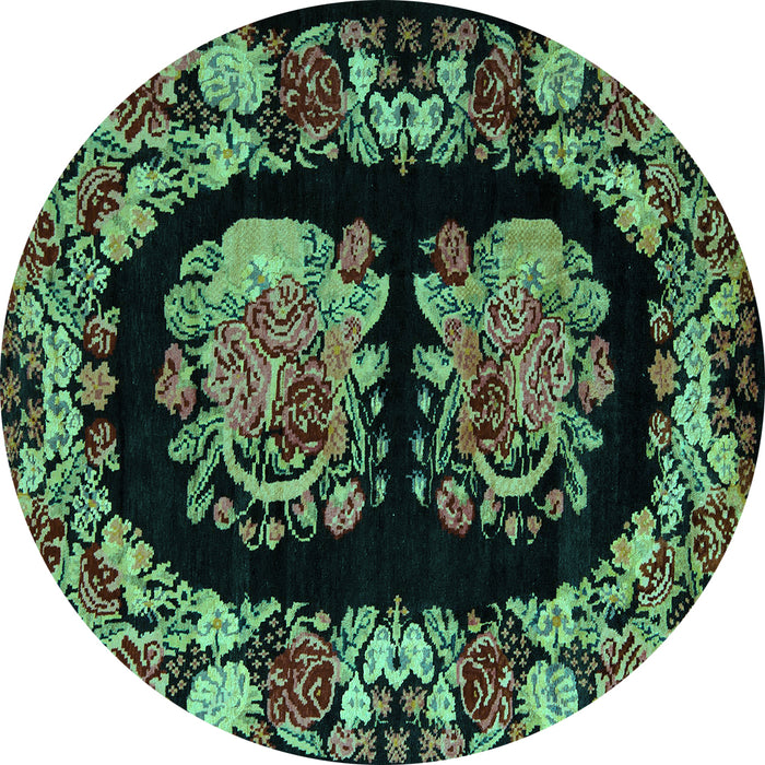 Round Medallion Turquoise French Rug, abs5412turq