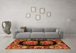 Machine Washable Medallion Orange French Area Rugs in a Living Room, wshabs5412org