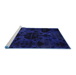 Sideview of Machine Washable Persian Blue Bohemian Rug, wshabs5413blu