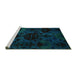 Sideview of Machine Washable Persian Turquoise Bohemian Area Rugs, wshabs5413turq