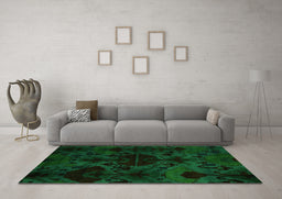 Machine Washable Persian Green Bohemian Area Rugs in a Living Room,, wshabs5413grn