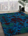 Abstract Blue Persian Rug in Family Room, abs5413