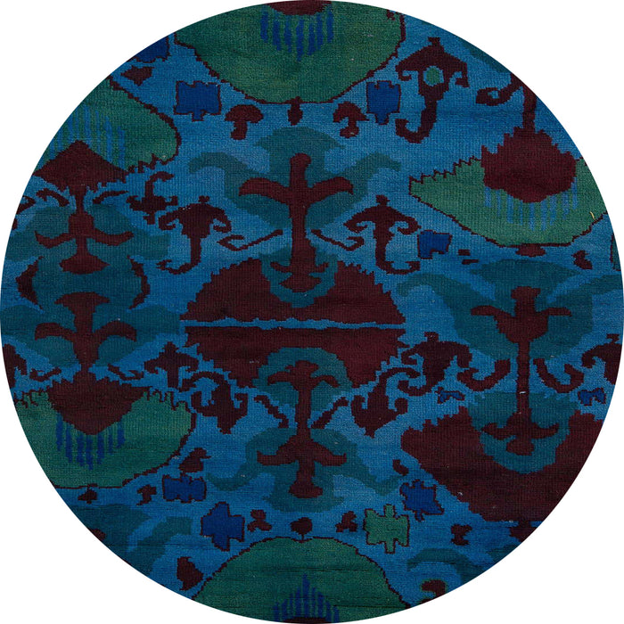 Round Machine Washable Abstract Night Blue Rug, wshabs5413