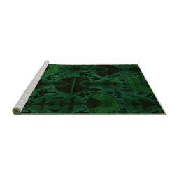 Sideview of Machine Washable Persian Green Bohemian Area Rugs, wshabs5413grn