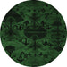 Round Persian Emerald Green Bohemian Rug, abs5413emgrn