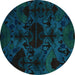 Round Persian Turquoise Bohemian Rug, abs5413turq