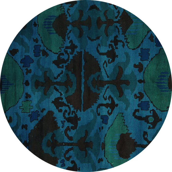 Round Machine Washable Persian Turquoise Bohemian Area Rugs, wshabs5413turq