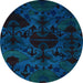 Round Persian Light Blue Bohemian Rug, abs5413lblu