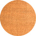 Round Machine Washable Abstract Orange Modern Area Rugs, wshabs5414org