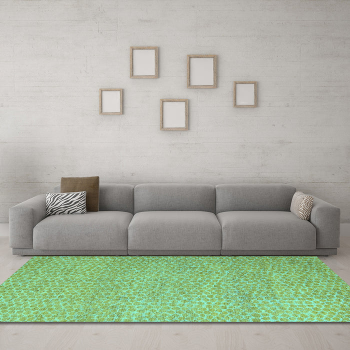 Machine Washable Abstract Turquoise Modern Area Rugs in a Living Room,, wshabs5414turq