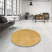 Round Abstract Orange Modern Rug in a Office, abs5414