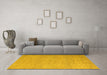 Machine Washable Abstract Yellow Modern Rug in a Living Room, wshabs5414yw