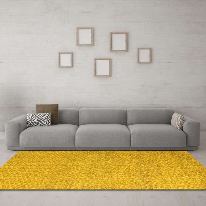 Machine Washable Abstract Yellow Modern Rug in a Living Room, wshabs5414yw
