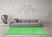 Machine Washable Abstract Emerald Green Modern Area Rugs in a Living Room,, wshabs5414emgrn