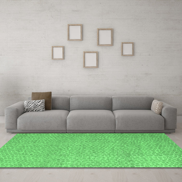 Machine Washable Abstract Emerald Green Modern Area Rugs in a Living Room,, wshabs5414emgrn