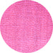 Round Machine Washable Abstract Pink Modern Rug, wshabs5414pnk