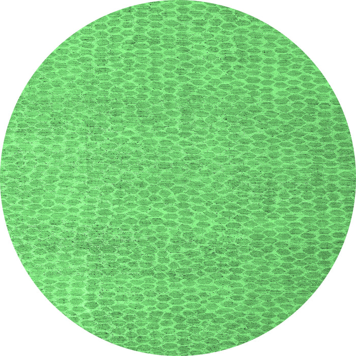 Round Abstract Emerald Green Modern Rug, abs5414emgrn