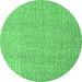 Round Abstract Emerald Green Modern Rug, abs5414emgrn