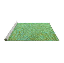 Sideview of Machine Washable Abstract Turquoise Modern Area Rugs, wshabs5414turq