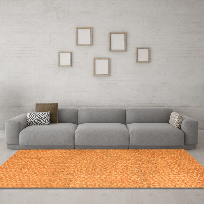 Machine Washable Abstract Orange Modern Area Rugs in a Living Room, wshabs5414org