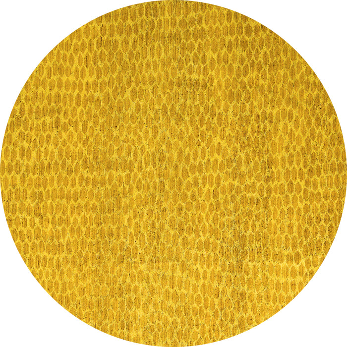 Round Abstract Yellow Modern Rug, abs5414yw