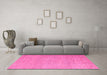 Machine Washable Abstract Pink Modern Rug in a Living Room, wshabs5414pnk