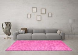 Machine Washable Abstract Pink Modern Rug in a Living Room, wshabs5414pnk